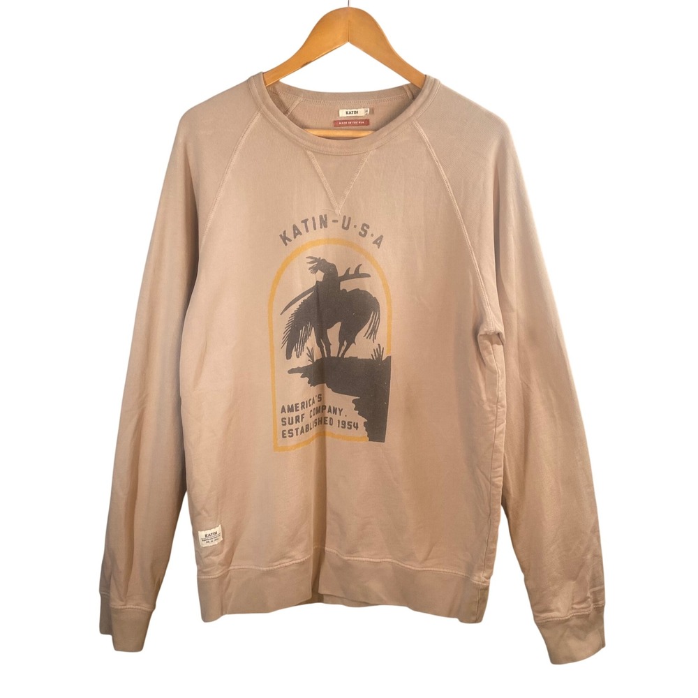 Katin Graphic Sweatshirt Mens Large Tan Cowboy Surf Company Made in USA